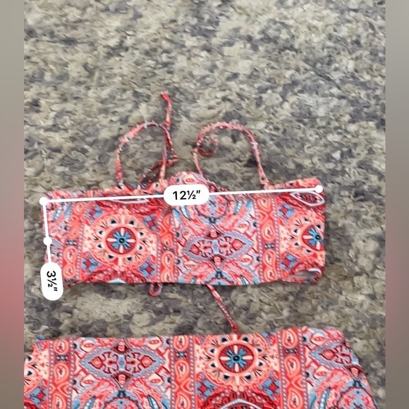 SHEIN red multi design two-piece bikini size small - Picture 3 of 9